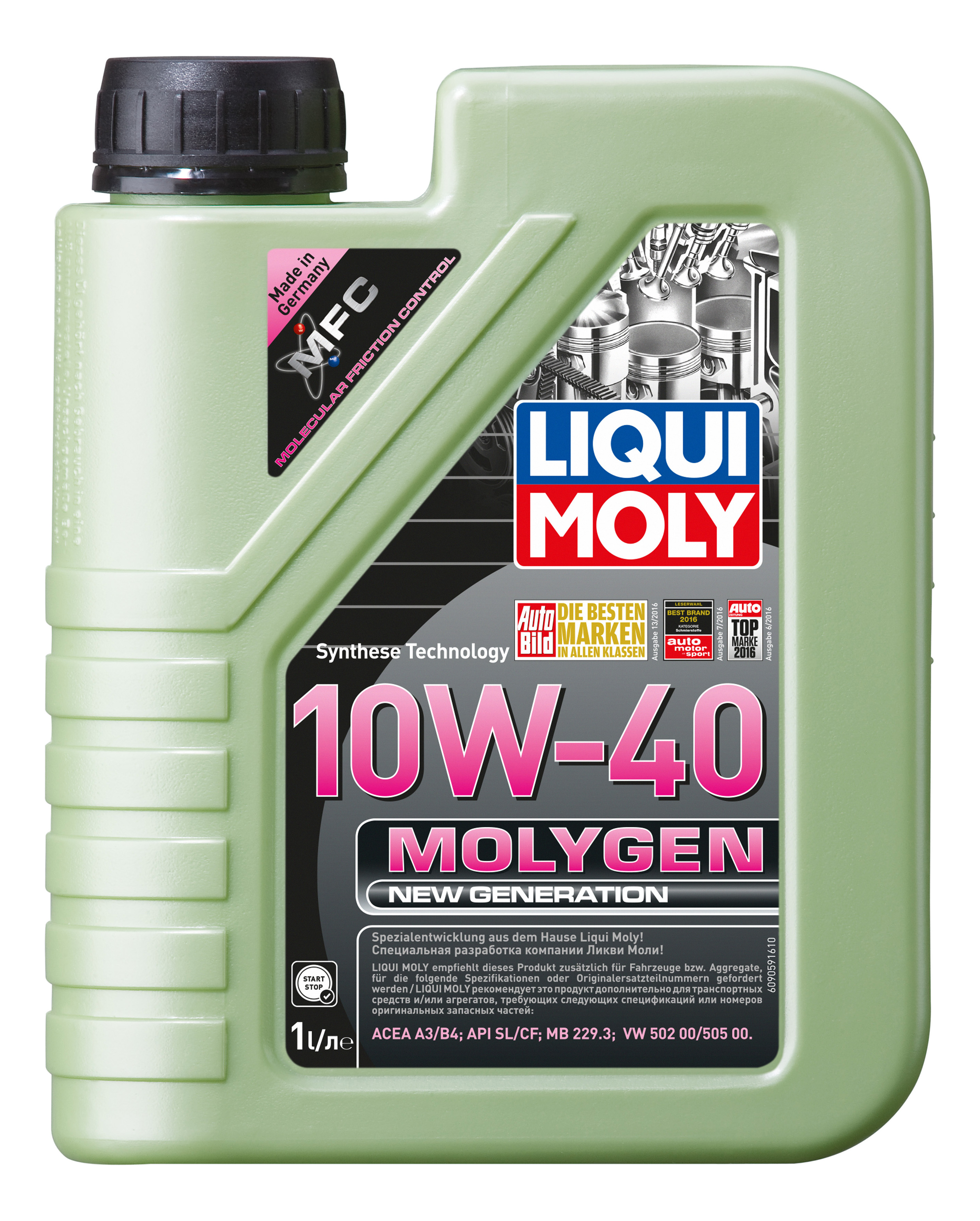 фото Liqui moly масло моторное hc-синтетическое molygen new generation 10w40 api sl, acea a3/b4