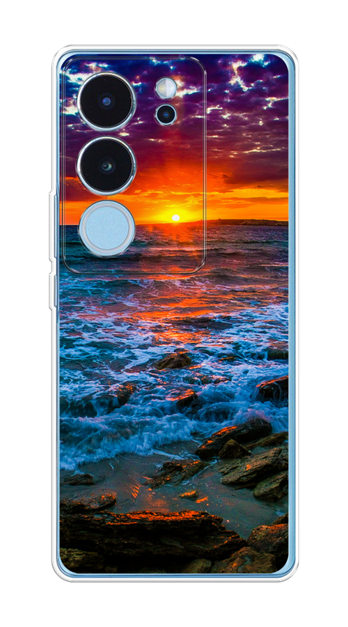 

Чехол на Vivo V29 "Закат 1", Оранжевый;синий, 269350-1