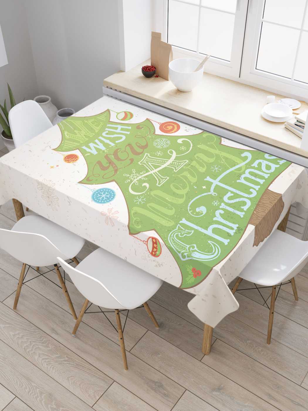 

Скатерть прямоугольная JoyArty "Рождественское пожелание" из оксфорда, 180x145 см, Зеленый, Рождественское пожелание