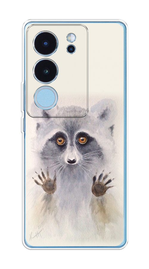 

Чехол на Vivo V29 "Енот за стеклом", Бежевый;серый, 269350-1