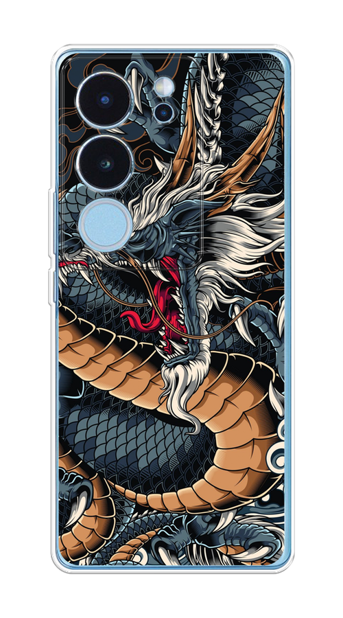 

Чехол на Vivo V29 "Japanese Dragon", Коричневый;черный;синий, 269350-1