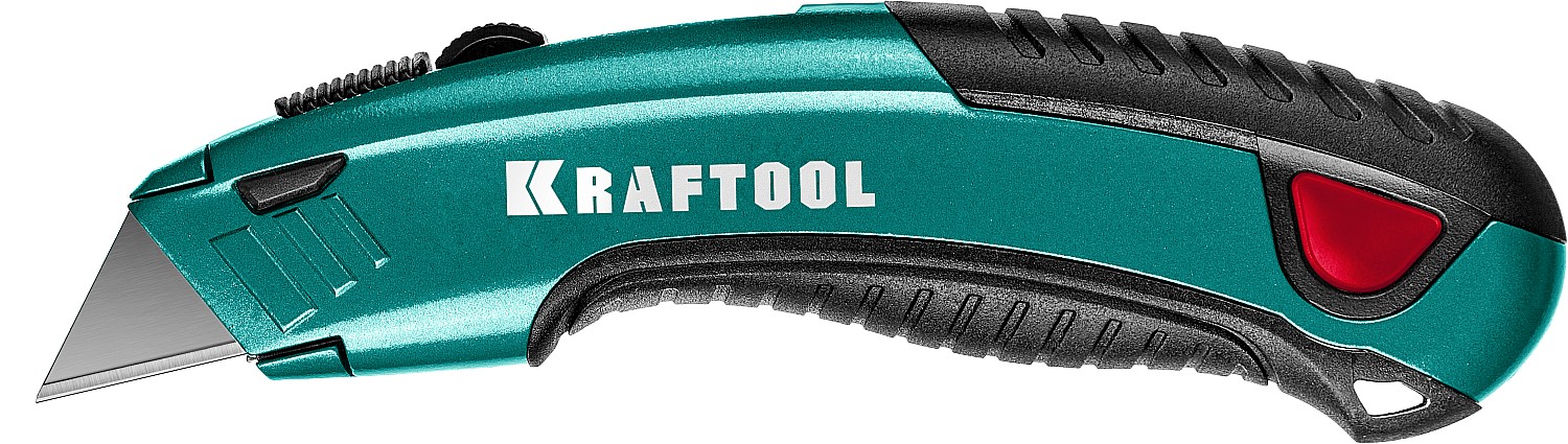 

KRAFTOOL GRAND-24, универсальный нож с автостопом, 2 трап. лезвия А24, 09241
