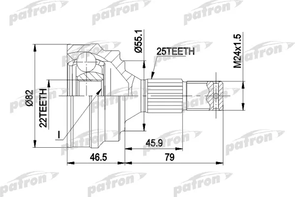 

ШРУС наружн к-кт PEUGEOT 305 , 405 5.87-, CITROEN ZX 3. PATRON PCV1015