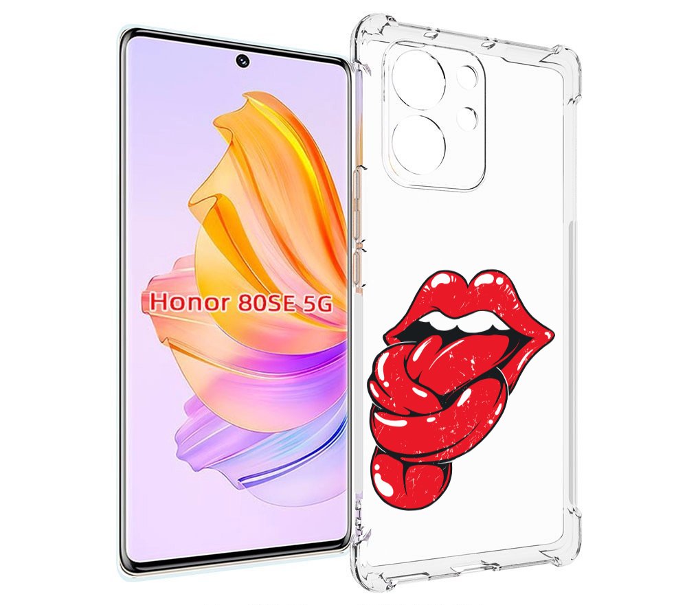 

Чехол MyPads яркие губы с языком для Honor 80 SE, Прозрачный, Tocco