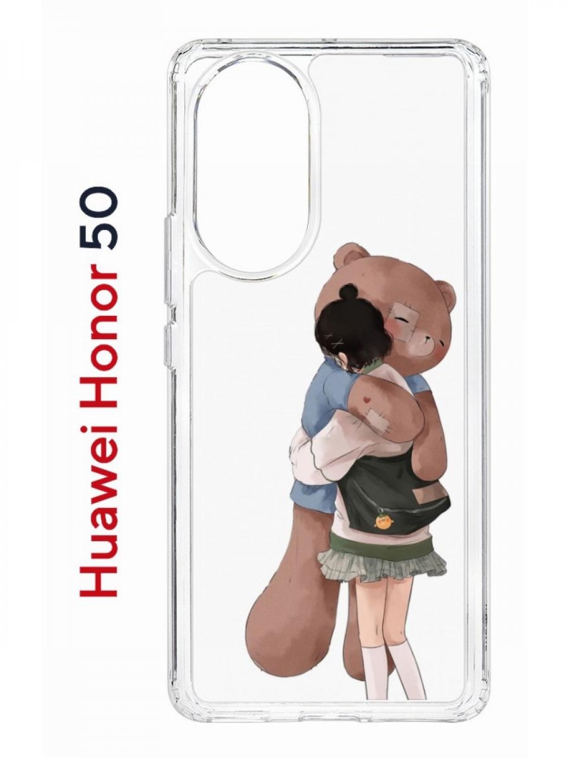 Чехол на Honor 50, Huawei Nova 9 Kruche Print Девочка с мишкой, противоударный бампер