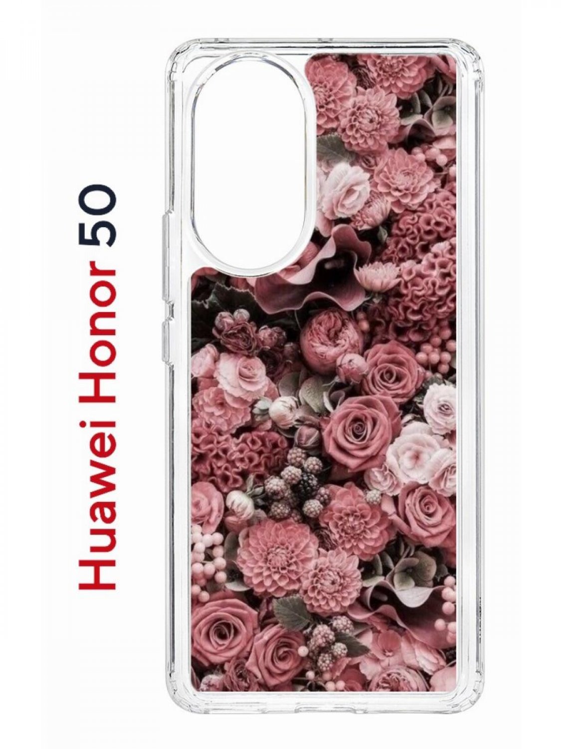 Чехол на Honor 50, Huawei Nova 9 с принтом Kruche Print цветы, противоударный бампер