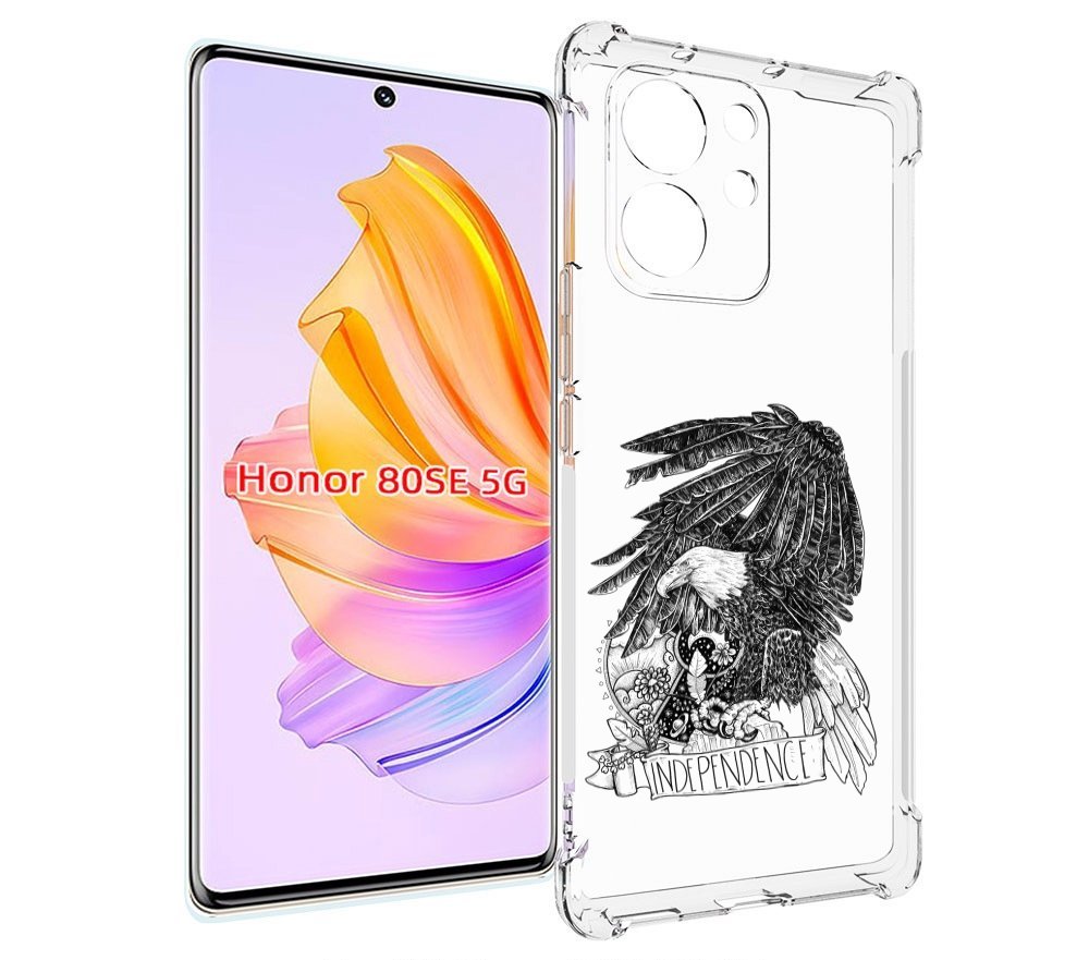 

Чехол MyPads черно белый сокол для Honor 80 SE, Прозрачный, Tocco