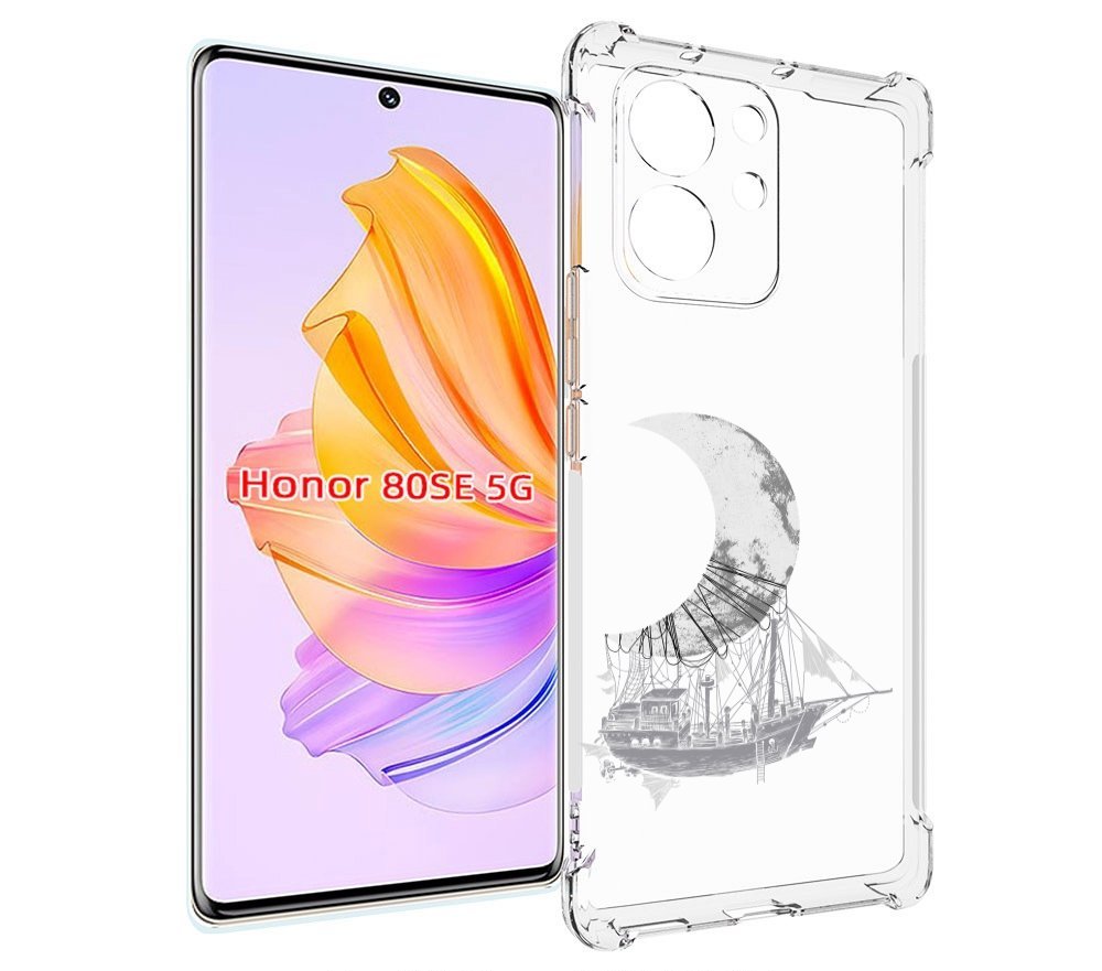 

Чехол MyPads черно белый корабль полумесяц для Honor 80 SE, Прозрачный, Tocco