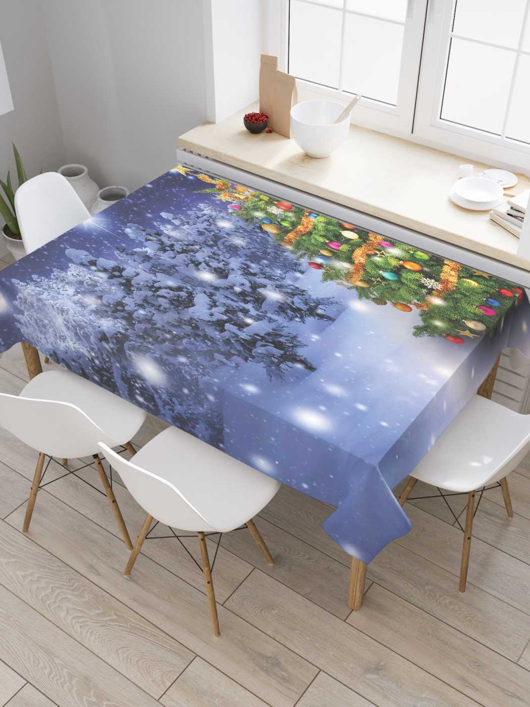 

Скатерть прямоугольная JoyArty "Лесная красавица" из оксфорда, 180x145 см, Зеленый, Лесная красавица