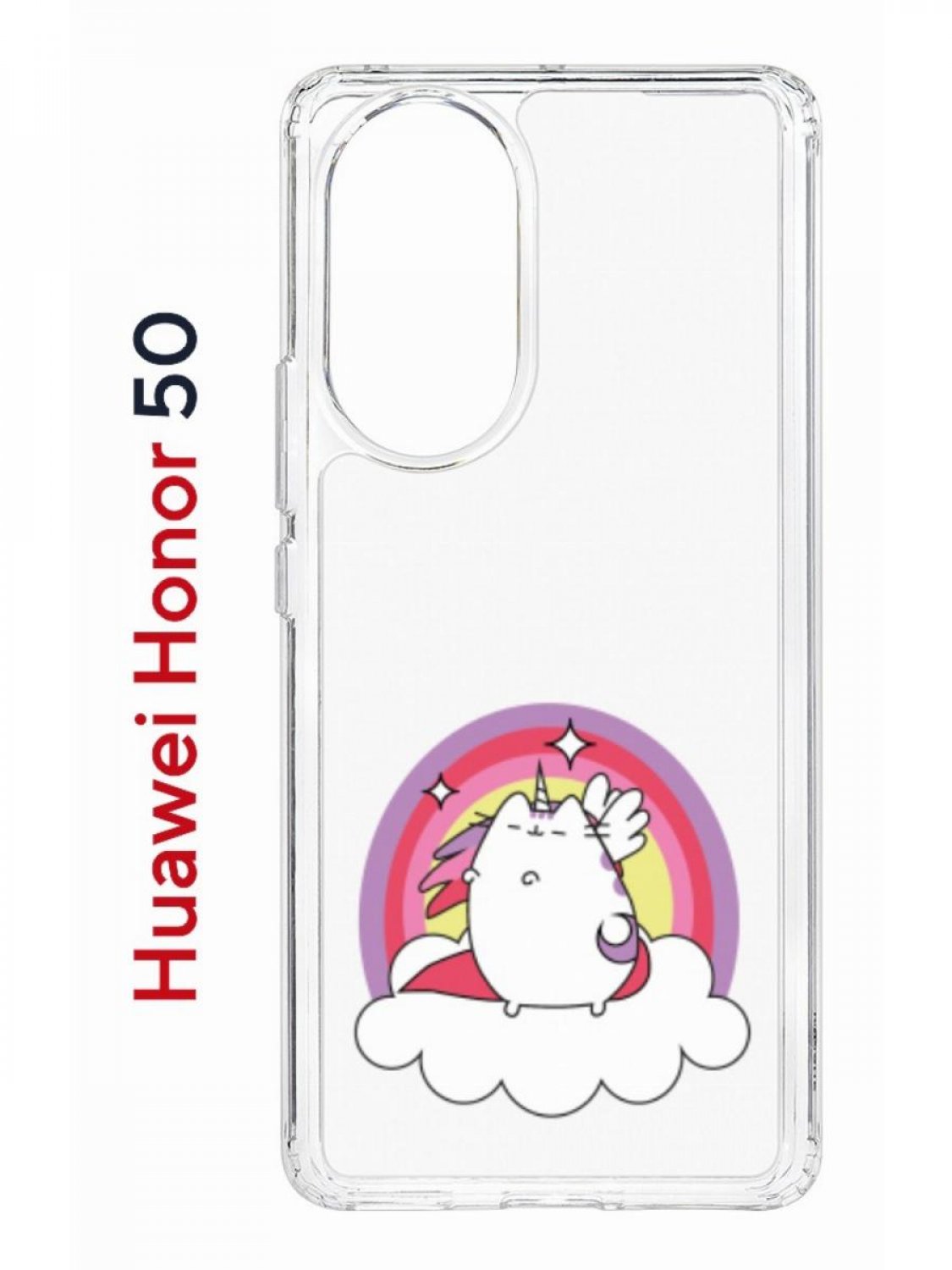 

Чехол на Honor 50, Huawei Nova 9 Kruche Print Кот-единорог, противоударный бампер, Прозрачный;белый;розовый;фиолетовый, Хонор 50, Хуавей Нова 9