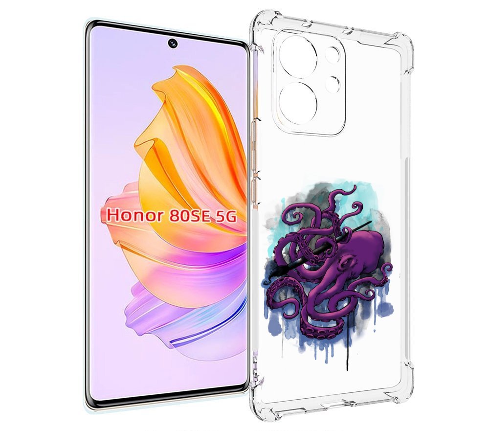 

Чехол MyPads фиолетовый осьминог для Honor 80 SE, Прозрачный, Tocco
