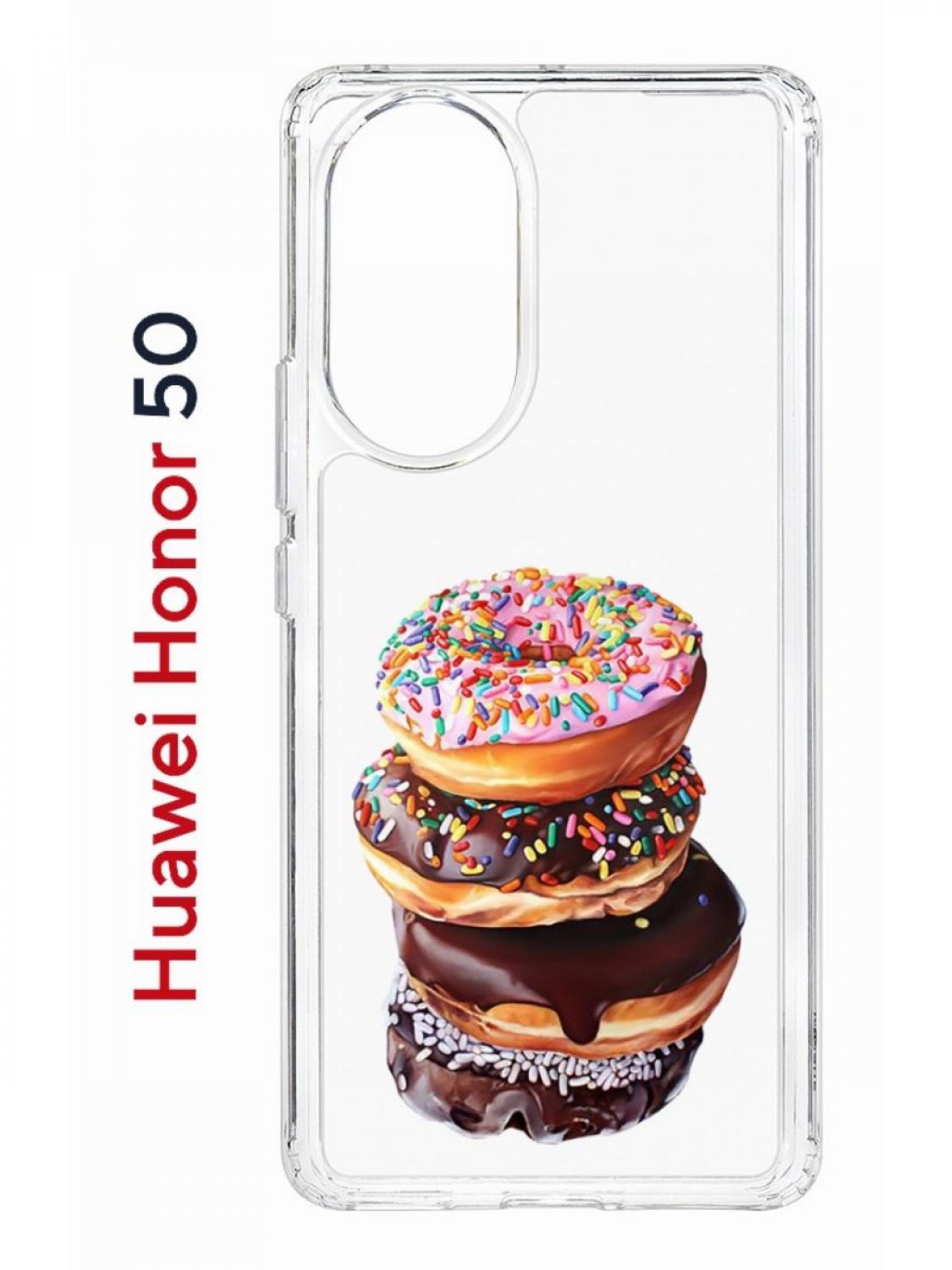 фото Чехол на honor 50, huawei nova 9 с принтом kruche print donuts, противоударный бампер кruче