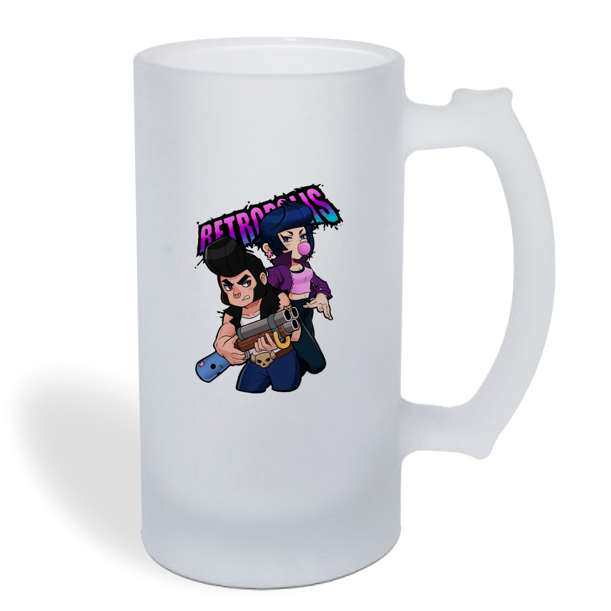 

Кружка пивная CoolPodarok Браво Старс Brawls Srars (фиолетовая надпись и двое)