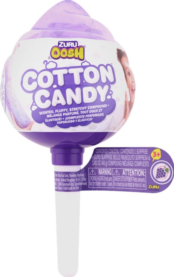 Игровой набор Zuru Oosh Cotton Candy Конфета на палочке со сквишем 3 предмета Виноградная