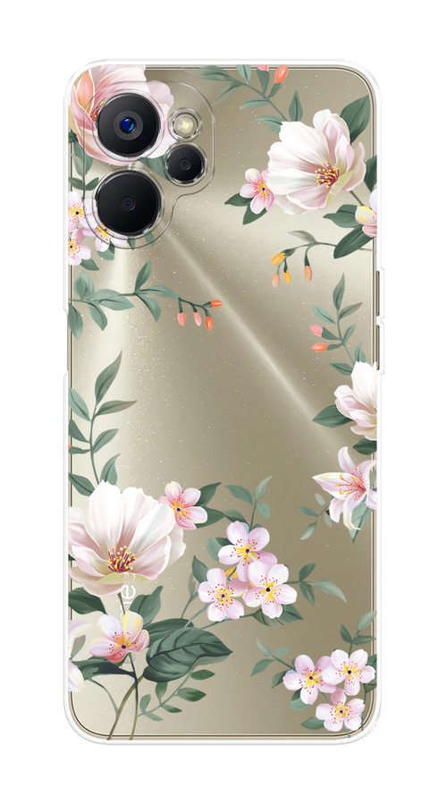 

Чехол на Realme 9i 5G/10T 5G "Beautiful white flowers", Бежевый;зеленый, 2513950-1
