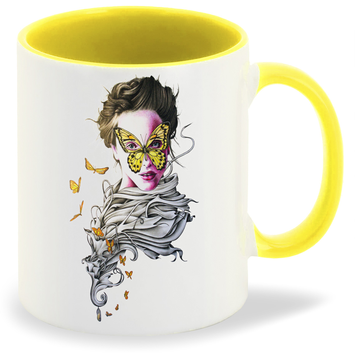 

Кружка CoolPodarok Девушка бабочка на лице арт