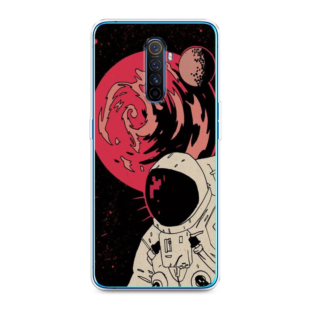 

Чехол на Realme X2 Pro "Космонавт возле Марса", Черный;красный, 251750-2
