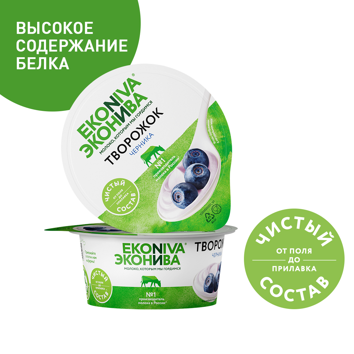 Творожок Эконива черника 5%, БЗМЖ, 125 г
