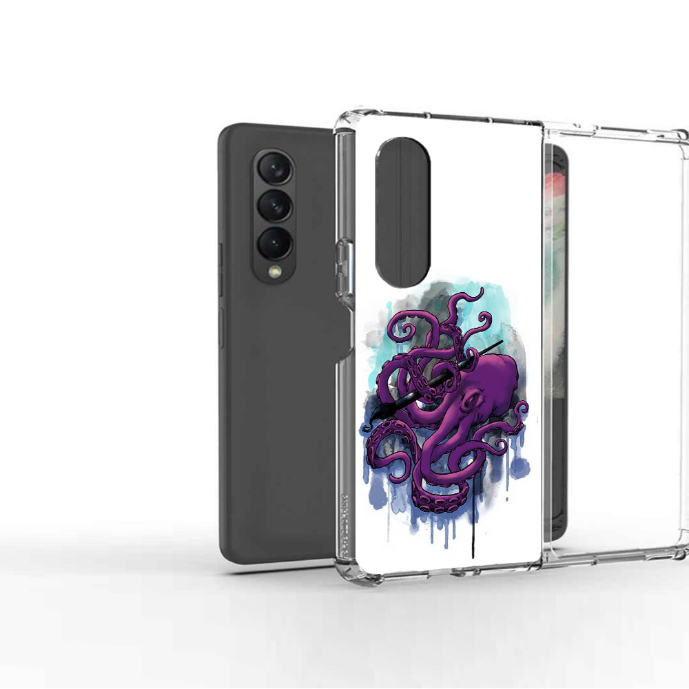 

Чехол MyPads Tocco для Samsung Galaxy Z Fold 3 фиолетовый осьминог, Прозрачный, Tocco