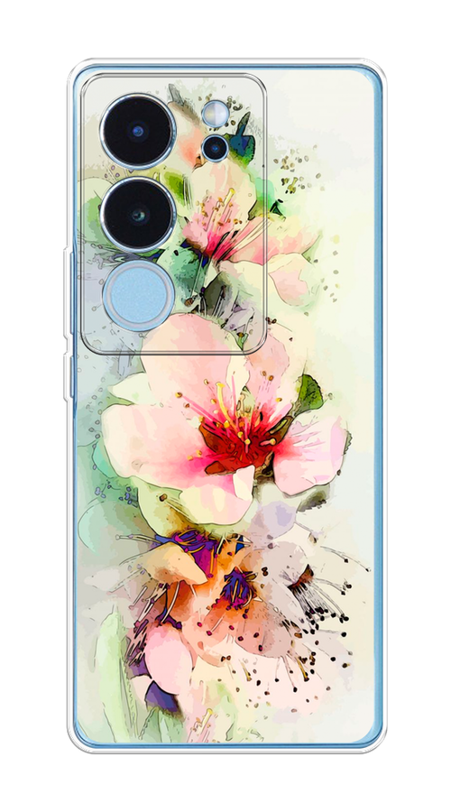 

Чехол на Vivo V29 "Нежные цветы", Зеленый;розовый, 269350-1