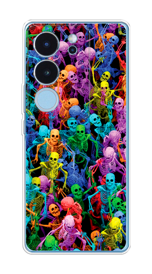 

Чехол на Vivo V29 "Вечеринка скелетов", Фиолетовый;желтый;оранжевый, 269350-1