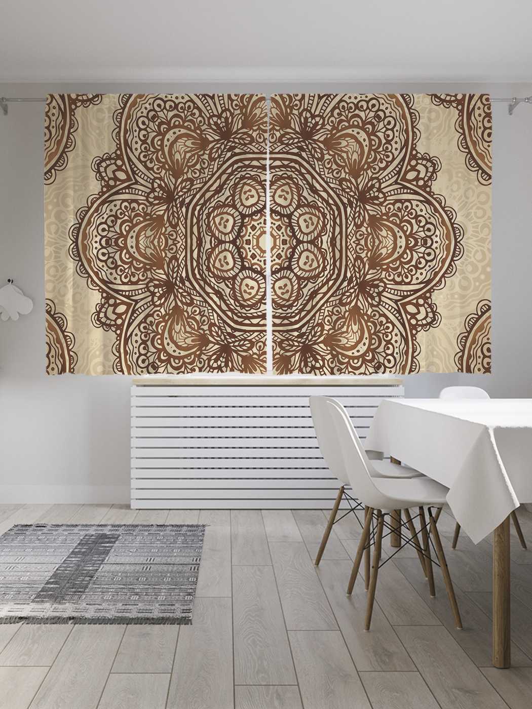 

Шторы JoyArty с фотопечатью "Коричневый цветок" из сатена, 290х180 см, Коричневый цветок