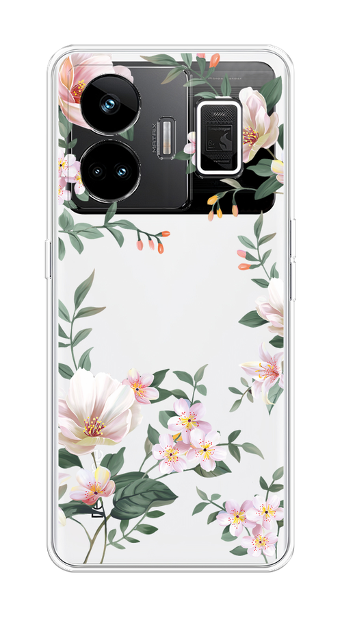 

Чехол на Realme GT Neo 5 5G/Realme GT3 "Beautiful white flowers", Бежевый;зеленый, 2513650-1