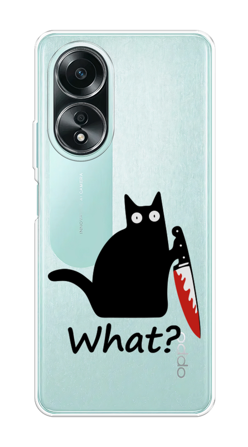 

Чехол на Oppo A58 4G "Котик с ножом", Черный;красный, 2514950-1