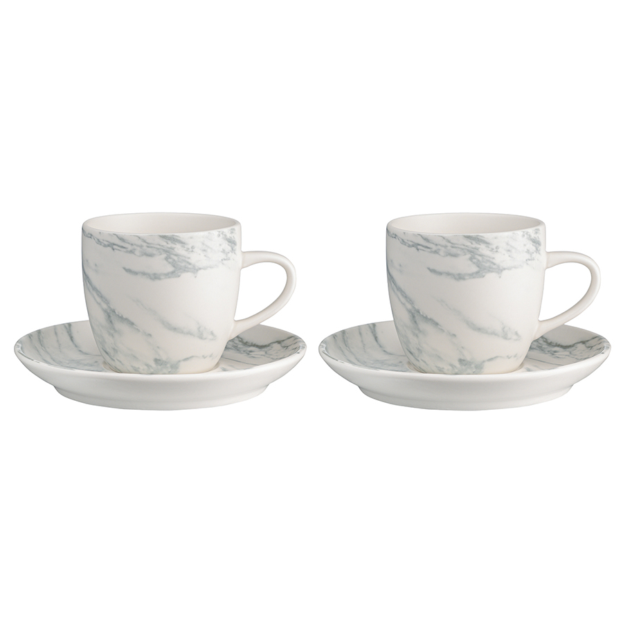 

Набор чайных пар Marble, 250 мл, 2 шт., Белый;серый