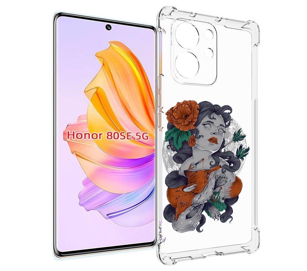 

Чехол MyPads темная девушка с лисой для Honor 80 SE, Прозрачный, Tocco