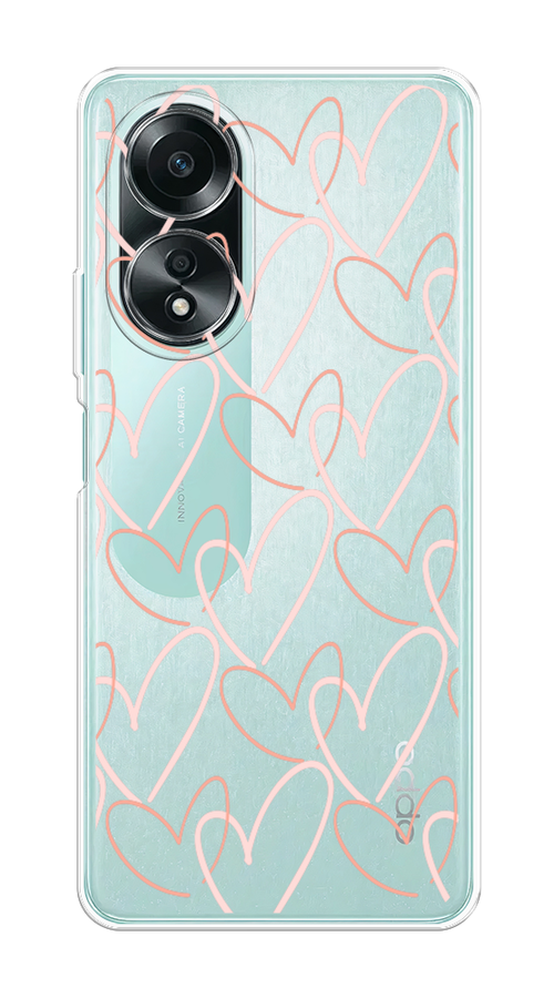 

Чехол на Oppo A58 4G "Узор из сердечек", Розовый;бежевый, 2514950-1
