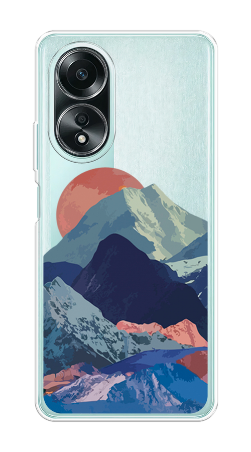 

Чехол на Oppo A58 4G "Закат в снежных горах", Бордовый;серый;голубой, 2514950-1