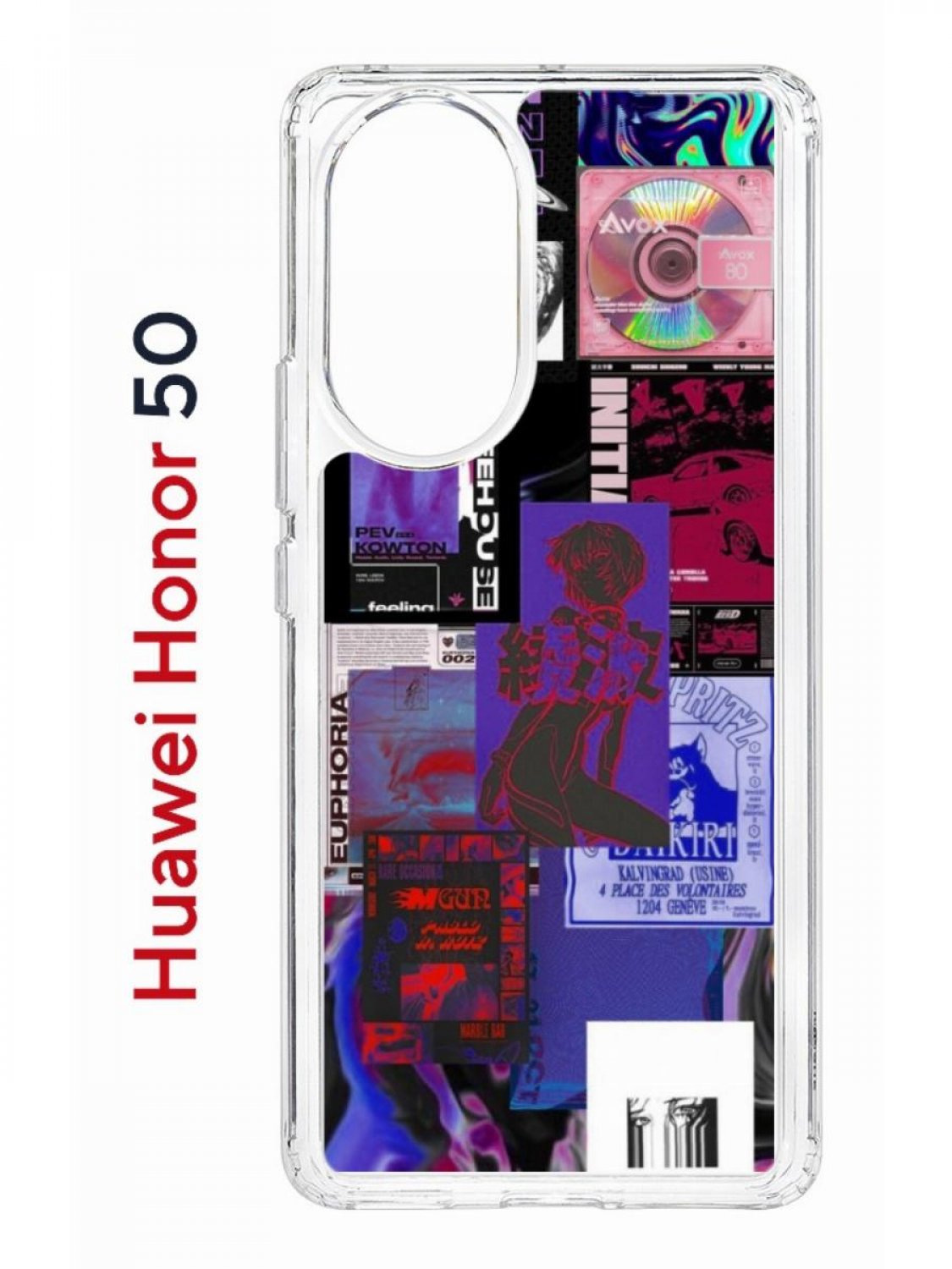 

Чехол на Honor 50, Huawei Nova 9 Kruche Print Стикеры Киберпанк, противоударный бампер, Прозрачный;фиолетовый;красный;синий, Хонор 50, Хуавей Нова 9