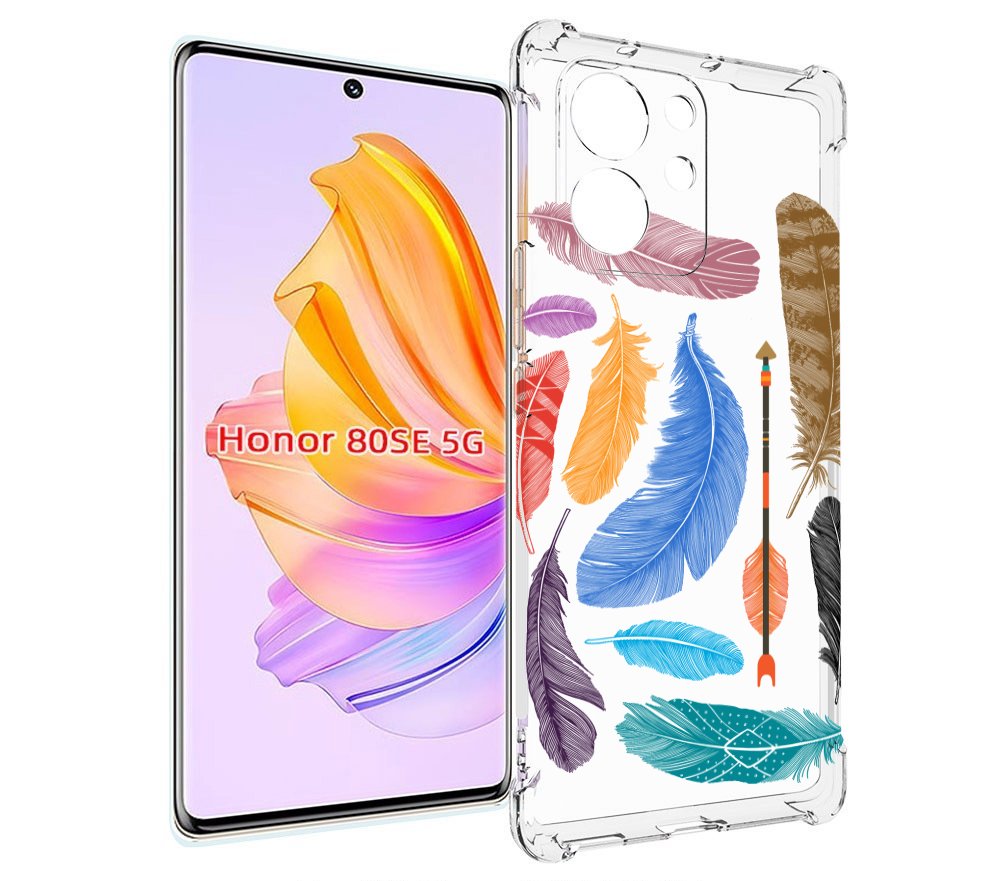 

Чехол MyPads разноцветные перья для Honor 80 SE, Прозрачный, Tocco