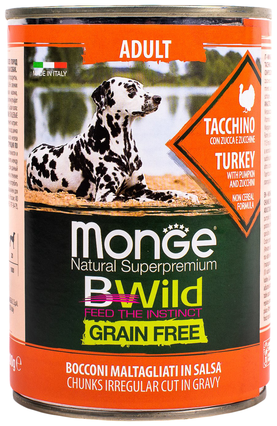 фото Влажный корм для собак monge bwild grain free индейка, тыква, кабачки, 400 г