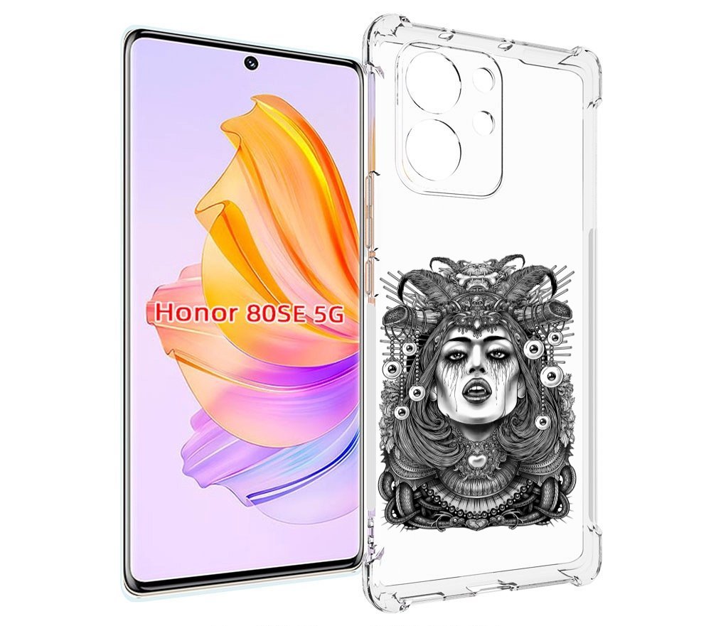 

Чехол MyPads портрет девушки черно белый для Honor 80 SE, Прозрачный, Tocco