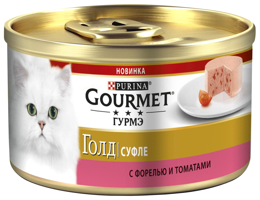 фото Влажный корм для кошек gourmet gold суфле с форелью и томатами, 85 г