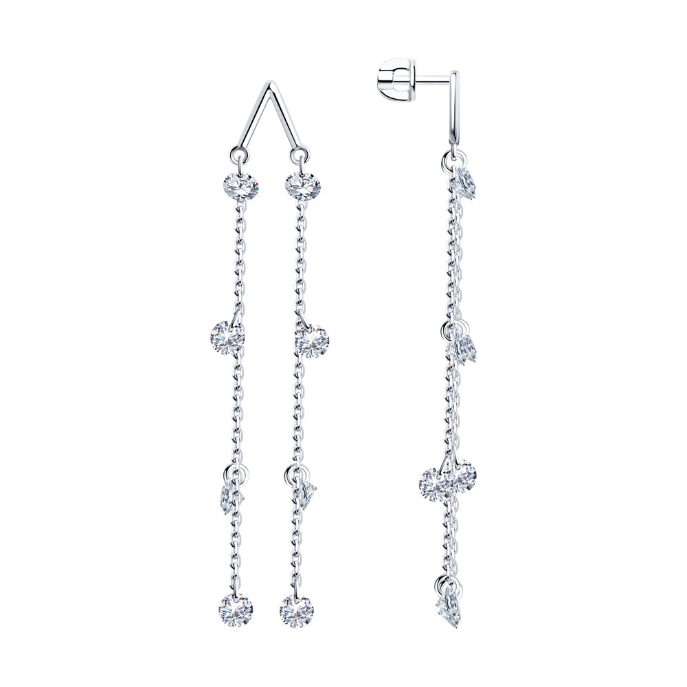 

Серьги подвески из серебра SOKOLOV 94025550, фианит, 94025550