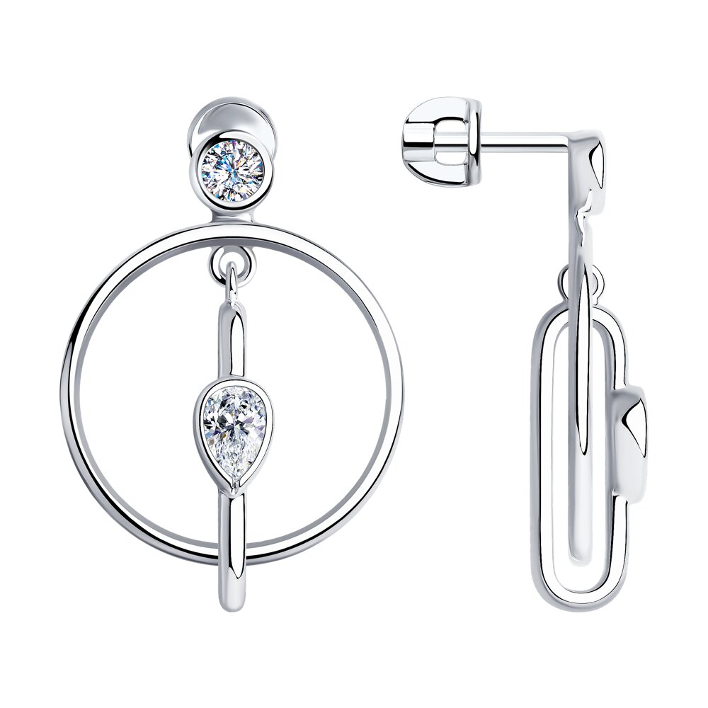 

Серьги подвески из серебра SOKOLOV 94025112, фианит, 94025112