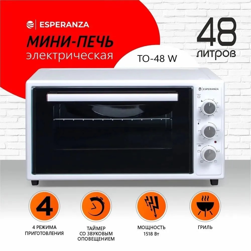 

Мини-печь Esperanza TO-48 W белый, TO-48 W