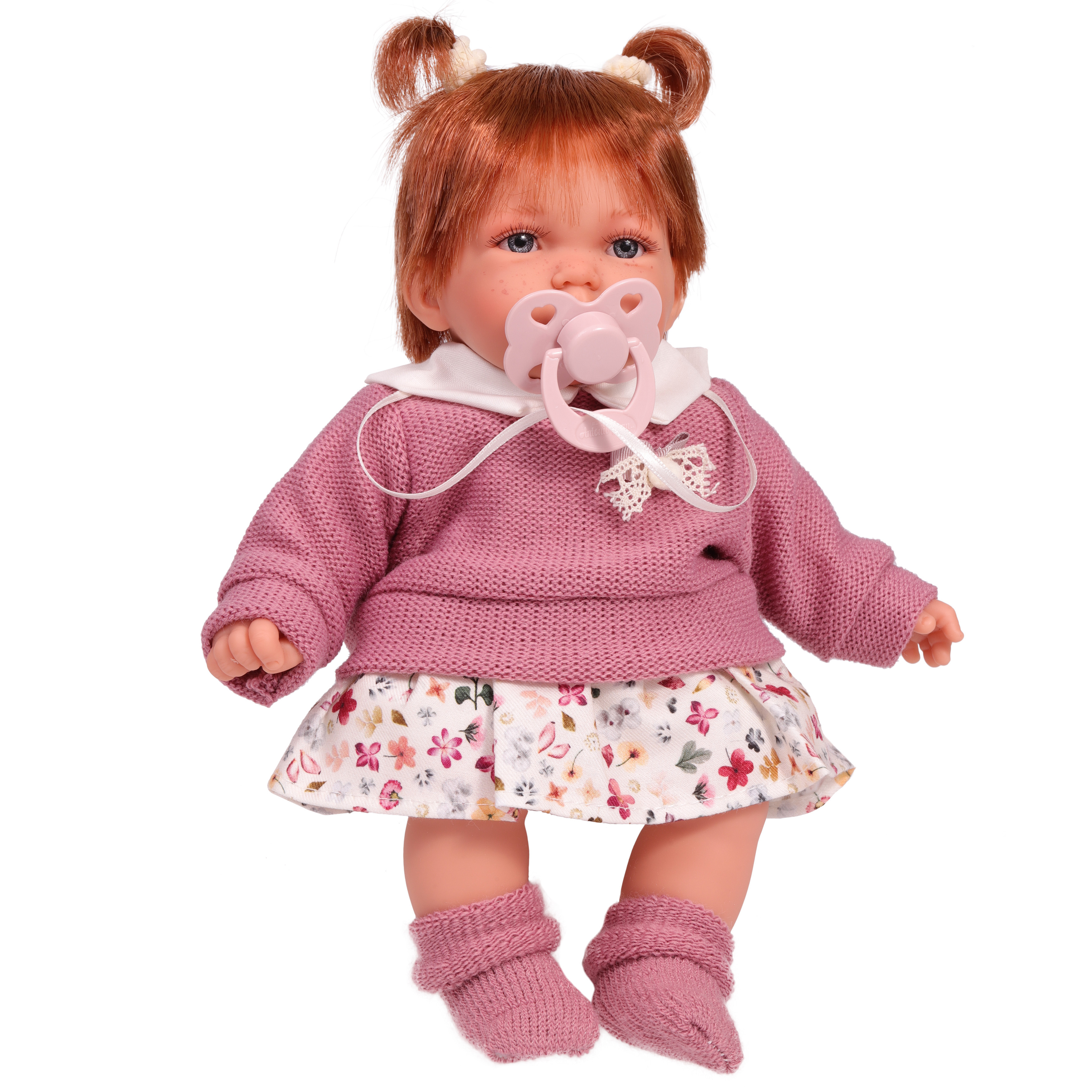 Кукла говорящая Antonio Juan Эмма в розовом, 27 см, мягконабивная, с соской 12136