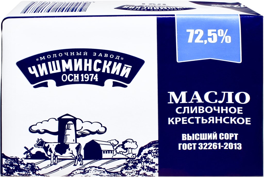 

Сливочное масло Чишминский молочный завод Крестьянское 72,5% 170 г