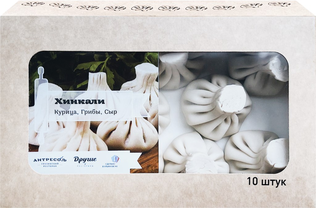 

Хинкали Антресоль с курицей грибами и сыром 600 г