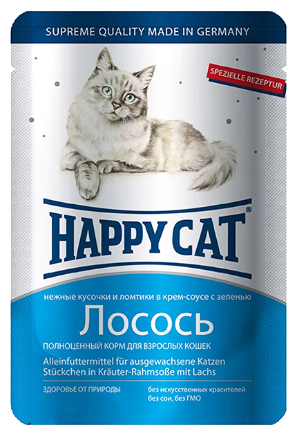

Влажный корм для кошек Happy Cat с лососем, 100 г, Adult
