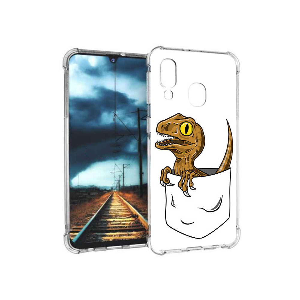 

Чехол MyPads Tocco для Samsung Galaxy A40 динозавр в кармане (PT128655.504.327), Прозрачный, Tocco