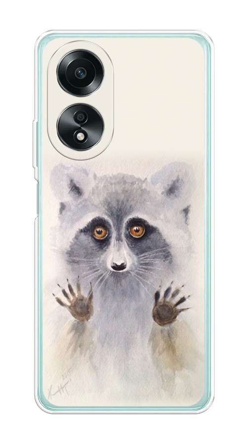 

Чехол на Oppo A58 4G "Енот за стеклом", Бежевый;серый, 2514950-1