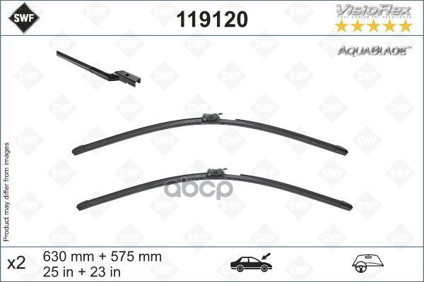фото Щетки стеклоочистителя aquablade с подогревом 630+575мм | перед | swf арт. 119120
