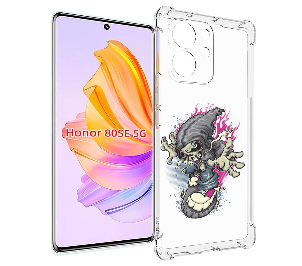 

Чехол MyPads нарисованный скелет на скейт борде для Honor 80 SE, Прозрачный, Tocco