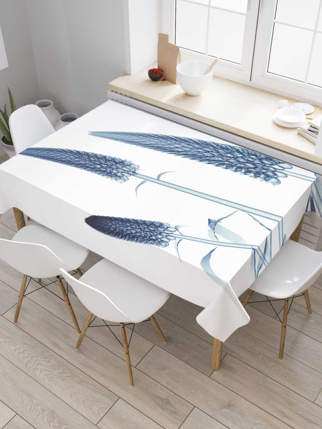 

Скатерть прямоугольная JoyArty "Дикая трава" из оксфорда, 180x145 см, Синий, Дикая трава