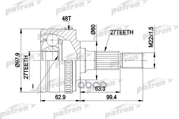 

ШРУС наружн к-кт 27x59.8x27 ABS:48T MERCEDES-BENZ: VITO 96- PATRON PCV1298